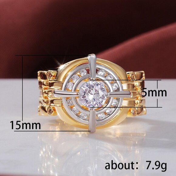 💞Shiny Advanced Zircon Watch Dial Fashion Tops Luxury Ring for Man,MARR9062 - Picture 6 of 6